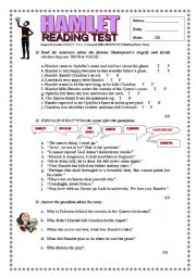 English Worksheet: HAMLET READING TEST (with key)