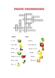 English Worksheet: Fruit Crossword
