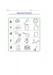 English Worksheet: Beginning Consonants