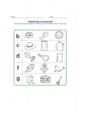 English worksheet: Beginning Consonants