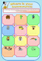 English Worksheet: Where is your homework?! (1)