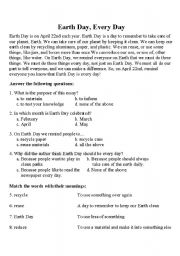 English Worksheet: Earth Day, Every Day
