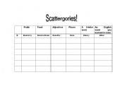 English worksheet: Scatergories