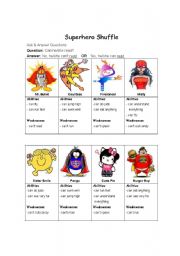 English Worksheet: Superhero Shuffle