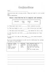 English worksheet: conjunction