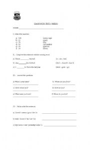 English Worksheet: diagnostic test