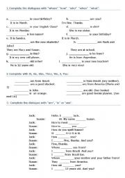 English Worksheet: Verb to be review