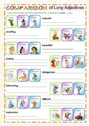 English Worksheet: COMPARISON OF LONG ADJECTIVES