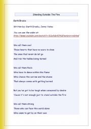 English Worksheet: STANDING OUTSIDE THE FIRE - PART 1