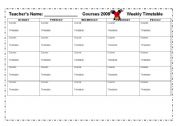 English worksheet: TIMETABLE 2009