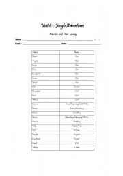 English Worksheet: animals and their young