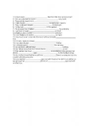 English worksheet: Gerunds and infinitives