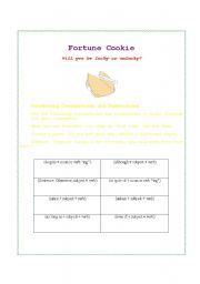 English worksheet: Fortune Cookie: Conjunctions and Transitions