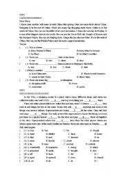 English Worksheet: comprehension test and cloze test