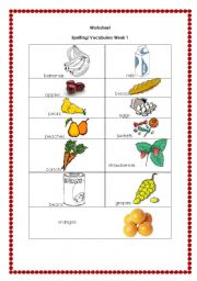 English worksheet: Fruits