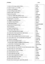 English Worksheet: definitions of places