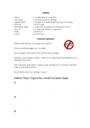 English worksheet: Smoking