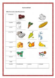 English worksheet: food 2