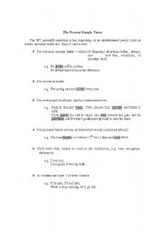 English Worksheet: Present Simple Tense Values 