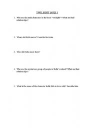 English Worksheet: Twilight-quiz