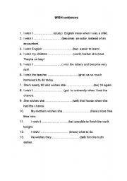 English worksheet: WISH sentences