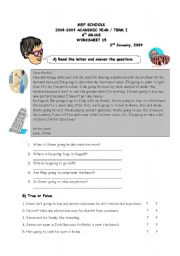 English Worksheet: reading