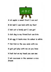 English Worksheet: Alphabet sounds  poem