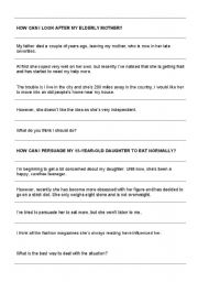 English worksheet: Problem Page letters