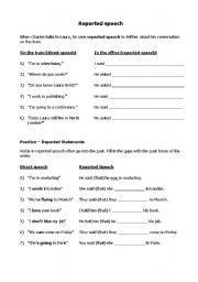 English worksheet: Reported Speech