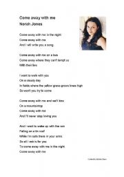 English Worksheet: Norah Jones Come Away With Me