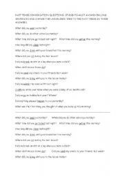 English worksheet: PAST SIMPLE CONVERSATION QUESTIONS