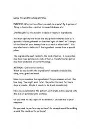 English Worksheet: How to write yout potion