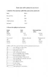 English Worksheet: personal pronoun