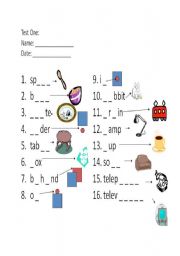 English worksheet: Grade 1 Vocab Quiz