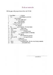 English worksheet: to be or not to be