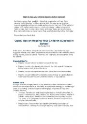 English Worksheet: Teaching you childrend how to become better learners