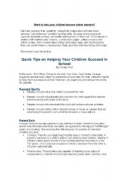 English worksheet: Teaching you childrend how to become better learners