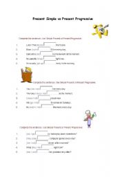 English Worksheet: present simple vs. present continuous