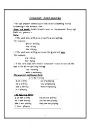 English worksheet: present continuous