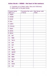 English worksheet: Irregular Verbs