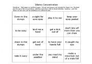 English worksheet: Idioms Concentration