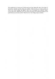English Worksheet: My neighborhood