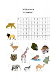 English worksheet: WILD ANIMALS WORDSEARCH