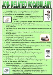 English Worksheet: JOB-RELATED VOCABULARE (THEORY + TEST PAPER) 4 PAGES