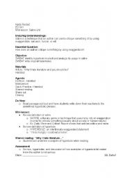 hyperbole lesson plan and worksheet