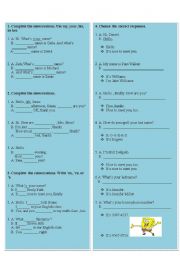 English worksheet: basic review verb to be telephone nubers