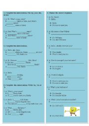 English Worksheet: basic review verb to be telephone nubers