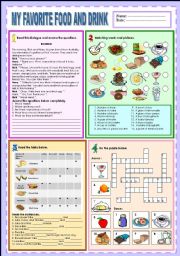 English Worksheet: My favorite food and drink