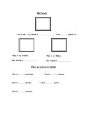 English worksheet: my family