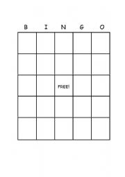 English worksheet: Blank Bingo Template